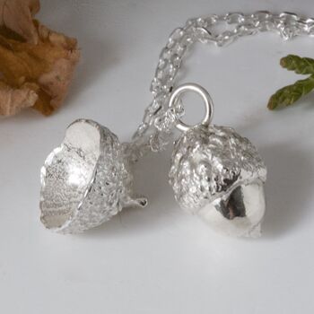 Autumn Solid Silver Acorn Cluster Necklace, 3 of 5
