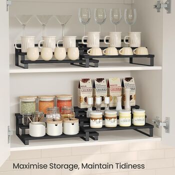 Two Piece Expandable Spice Rack Shelf Set, 2 of 8