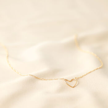 Gold Plated Figaro Chain And Heart Outline Necklace, 4 of 5