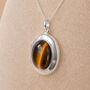 Personalised Sterling Silver Gold Tigers Eye Gemstone Photo Locket Necklace, thumbnail 1 of 6