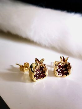 Pomegranate 18k Gold Plated Necklace And Earrings Giftset, 3 of 9