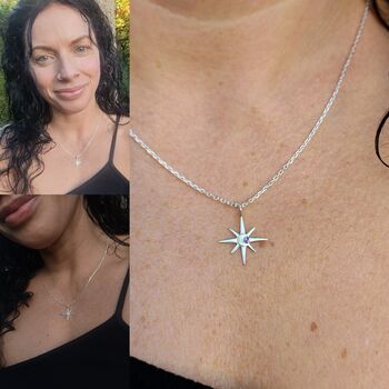 Handmade Sterling Silver North Star Birthstone Christmas Necklace: February Birthstone, 5 of 11