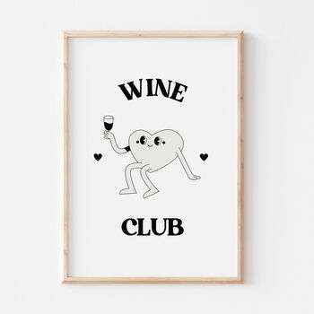 Retro Cartoon Funny Wine Club Wall Print, 4 of 6