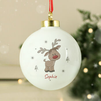 1st Christmas Tree Bauble Personalised Reindeer Bauble, 2 of 6