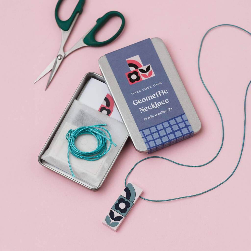 Blue Statement Geometric Necklace Craft Kit, Diy Jewellery Project, 1 of 6