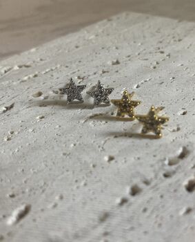 Tiny Dainty Cz Gold Star Stud Earrings, 5 of 5