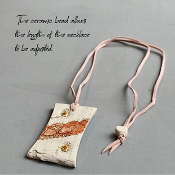 Ceramic Pendant Necklace Handmade Small Gifts For Her Adjustable Length, 2 of 12