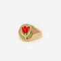 Wide Signet Ring Red Tulip Flower Blooming Jewellery, thumbnail 1 of 4