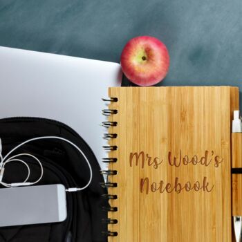 Personalised Eco Bamboo Teacher Name Notebook, 3 of 7