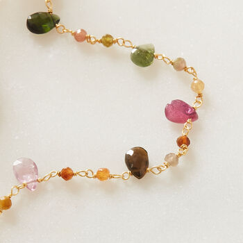 Tourmaline Silver Gold Plated Bead Necklace, 5 of 12