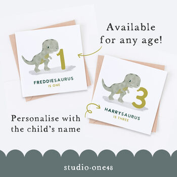 Personalised Dinosaur Age Birthday Card, 3 of 3