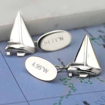 Sailing Boat Cufflinks Solid Silver, 3 of 6