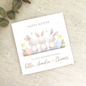 Personalised Easter Bunnies Grandchildren Card, 4 of 4