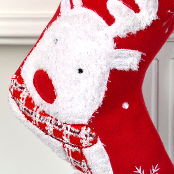 Personalised Red Fluffy Reindeer Stocking, 5 of 5