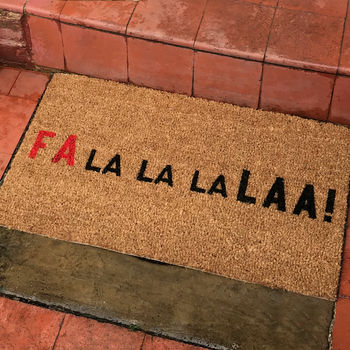 'Fa La La La Laa' Festive Christmas Coir Doormat, 2 of 3