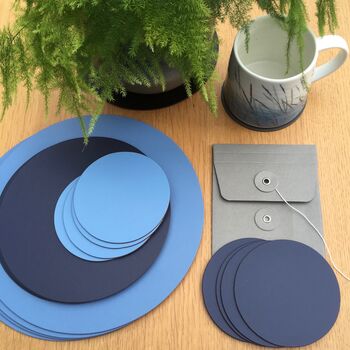 Set Of Six Round Leather Coasters, 8 of 12