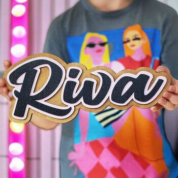 Luxury Three Layer Natural Wooden Name Sign, 2 of 8