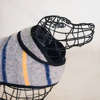 Striped Recycled Wool And Fleece Dog Coat, 3 of 9