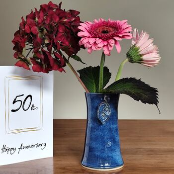 50th Birthday Anniversary Vase With Ceramic Tag, 2 of 8