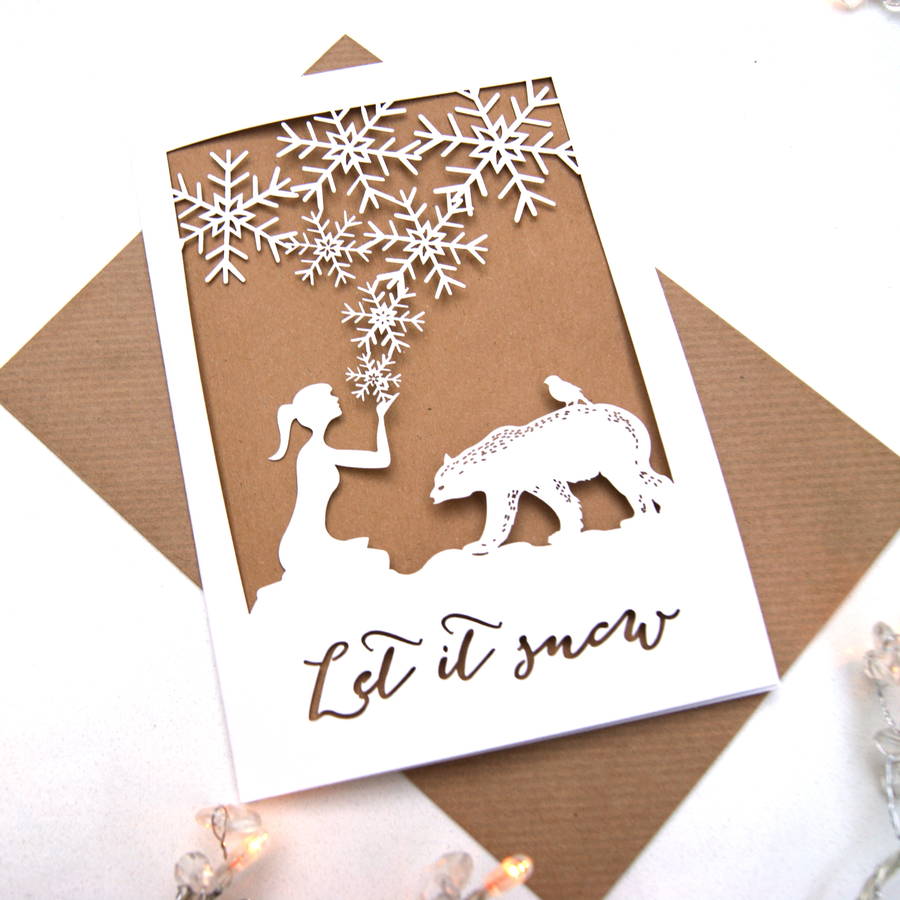 Christmas Card Laser Cut Eco Let It Snow By The Hummingbird Card