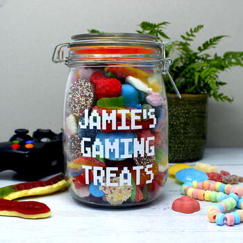 'Gaming Treats' Personalised Retro Sweets Jar, 2 of 4