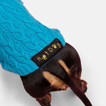 Turquoise Miniature Dachshund Knitted Jumper, 2 of 2