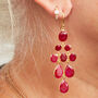 Ruby Gold Plated Silver Chandelier Earrings, thumbnail 2 of 9