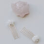 Rose Quartz Crystal Pair Of Mini Haircombs, thumbnail 1 of 12