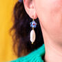 Glass Beaded Flower And Pearl Earrings, thumbnail 1 of 7