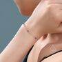 Sterling Silver 2mm Black Spinel Beaded Satellite Chain Bracelet, thumbnail 5 of 12
