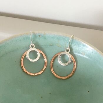 Rose Gold And Silver Plated Hoop Earrings, 3 of 4
