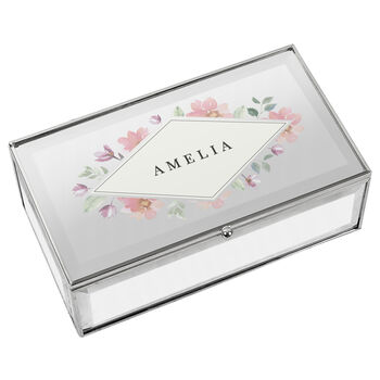 Personalised Name Floral Mirrored Jewellery Box, 6 of 6