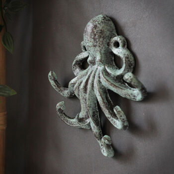 Oxidised Green Octopus Wall Hook, 3 of 4