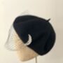 Black Beret With Optional Veil And Accessories, thumbnail 6 of 11