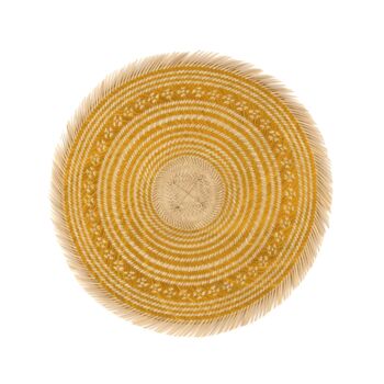 Woven Natural Straw Yellow Round Placemats, 3 of 6