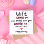 Wife I Love You Funny Birthday Card, thumbnail 2 of 2