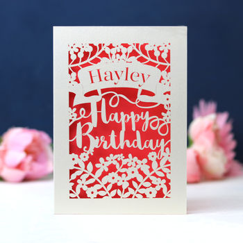 Personalised Papercut Calligraphy Birthday Card, 3 of 4
