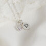 Sterling Silver Round Initial Necklace With Heart Charm, thumbnail 10 of 10