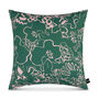 Spring Green And Pink Floral Sketch Cushion, thumbnail 2 of 4