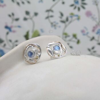 Handmade Delicate Moonstone Stud Earrings, 4 of 8