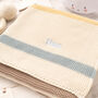Unisex Cream Ribbon Stripe Baby Blanket, thumbnail 1 of 12