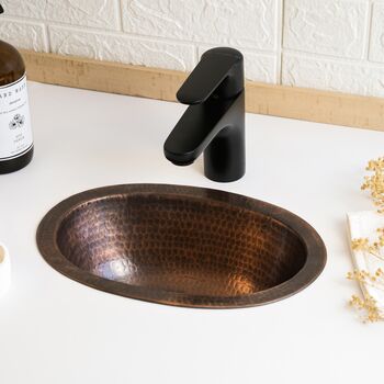 Solid Copper Undermount Or Vessel Sink For Kitchen And Bathroom, 400 Mm Diameter, 3 of 9