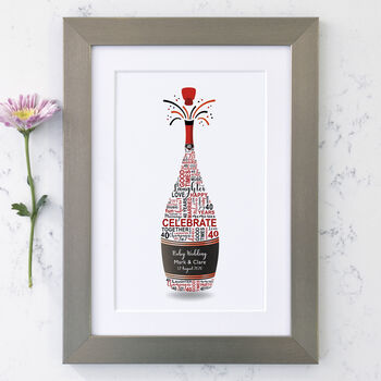 Personalised Ruby Anniversary Champagne Word Art, 7 of 9