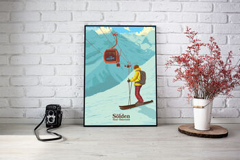 Solden Ski Resort Austria Travel Poster Art Print, 4 of 6