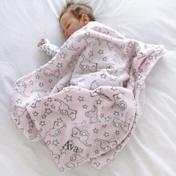 Personalised Pink Elephant Motif Blanket And Comforter, 10 of 12