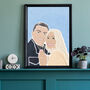 Custom Wedding Engagement Couple Family Portrait Print, thumbnail 7 of 11