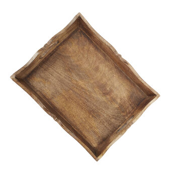 Fair Trade Hand Carved Natural Mango Wood Tea Tray By Paper High