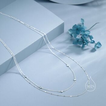 Star Motif Two Layer Necklace In Sterling Silver, 3 of 12