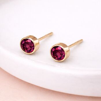 Gold Plated Sterling Silver February Amethyst Birthstone Stud Earrings – 7mm, 2 of 9