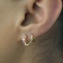 Pink Crystal Huggie Hoop Earrings 925 Silver, thumbnail 3 of 7